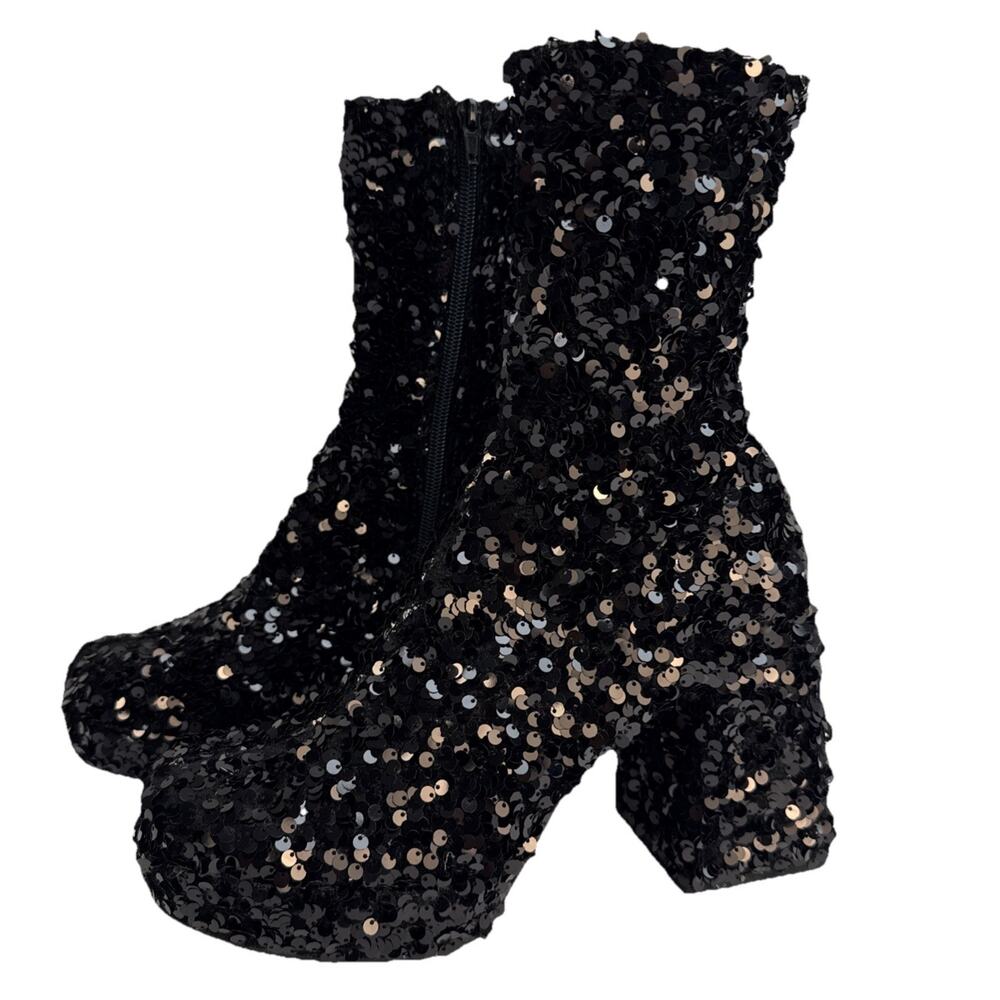Abound‎ Women's Size 7M Black Sequin Side Zip Platform Ankle Boots NWOB